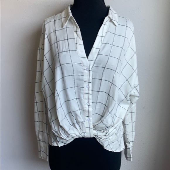 Windowpane blouse button down - Picture 4 of 6